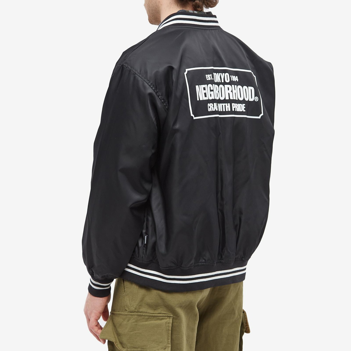 Neighborhood Men's Logo Baseball Jacket in Black Neighborhood