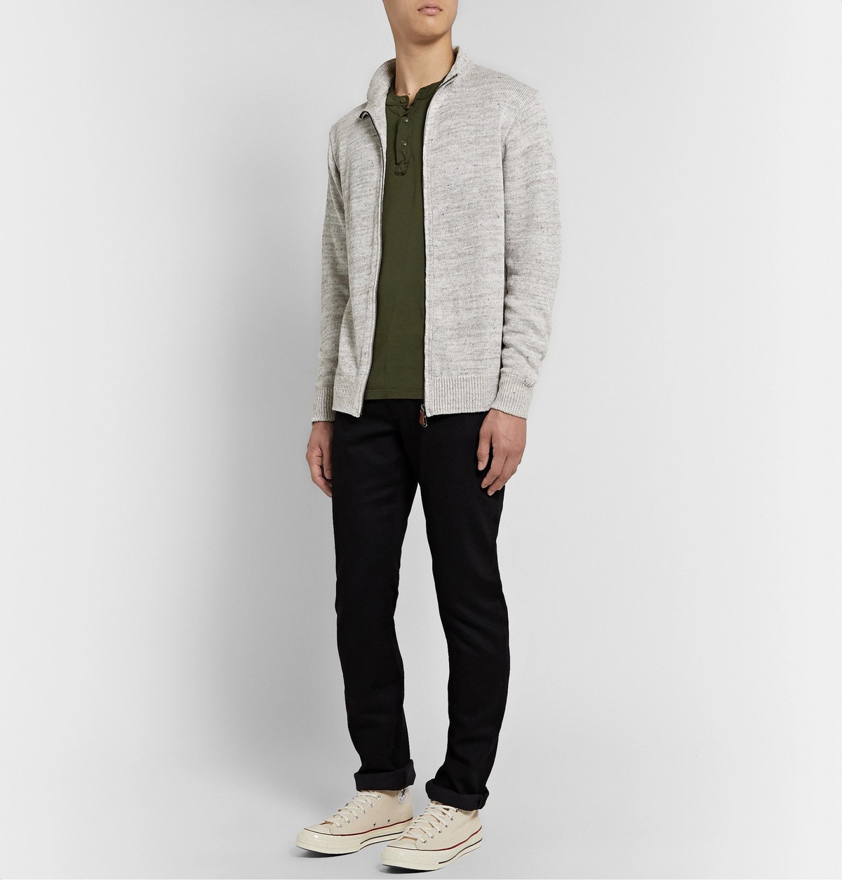 Inis Meáin - Washed-Linen Zip-Up Cardigan - Gray Inis Meáin