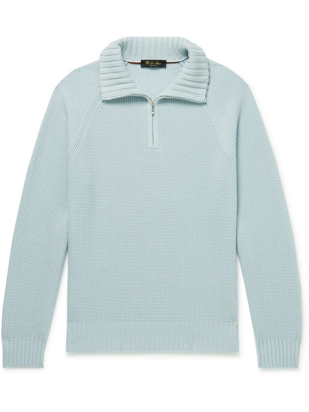 Photo: Loro Piana - Roadster Mezzocollo Half-Zip Cashmere Sweater - Blue