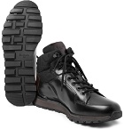 Berluti - Fast Track Shearling-Lined Leather and Jacquard-Shell Hiking Boots - Men - Black