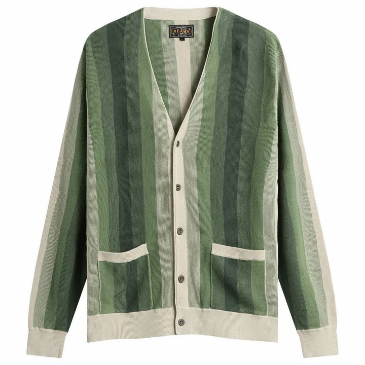 Photo: Beams Plus Men's Multi Stripe Cardigan in Green