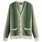 Beams Plus Men's Multi Stripe Cardigan in Green