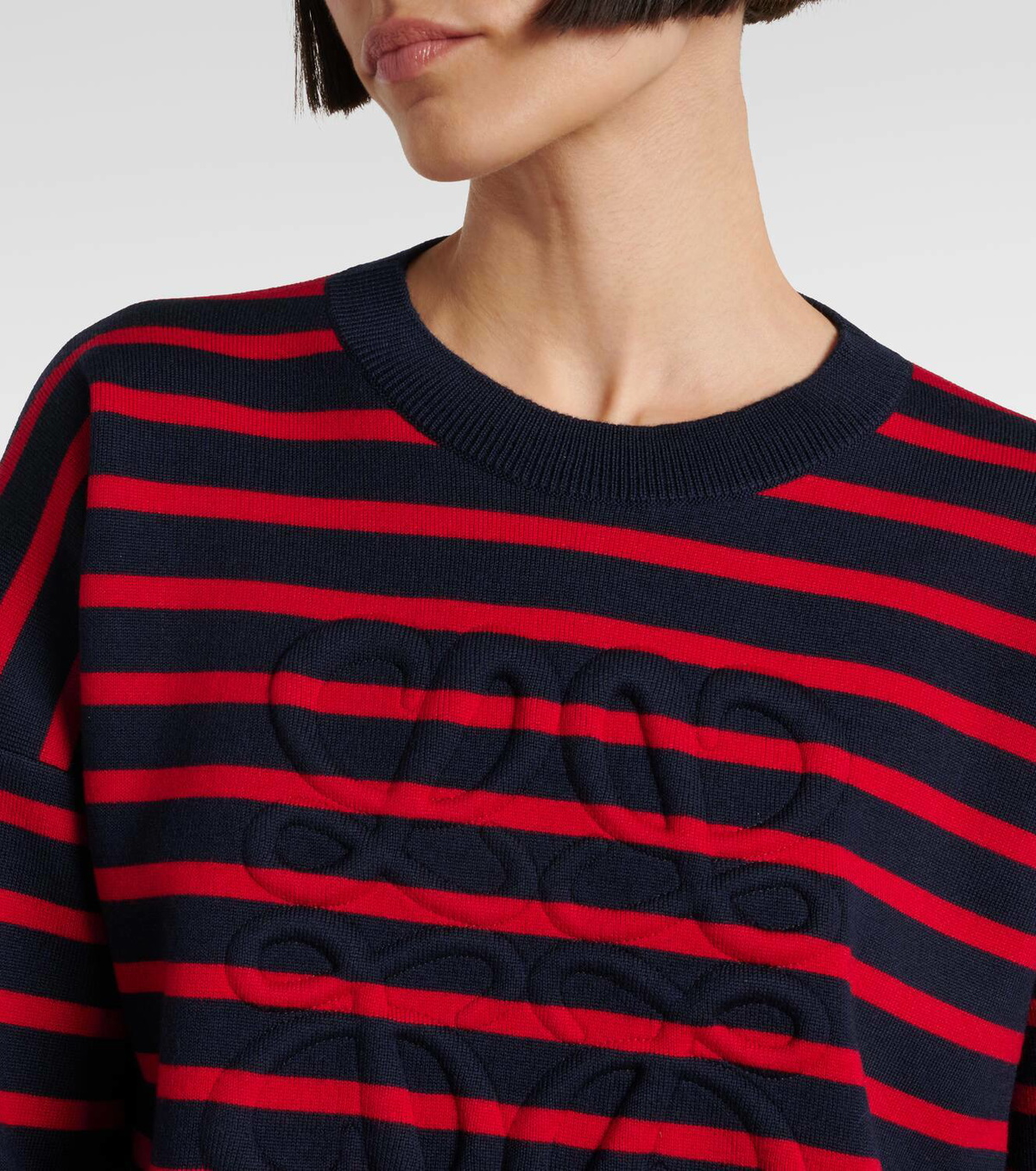 【送料&関税込】Loewe Wool Blend Striped Sweater Loewe Striped Wool-Blend Sweater with Anagram Detail