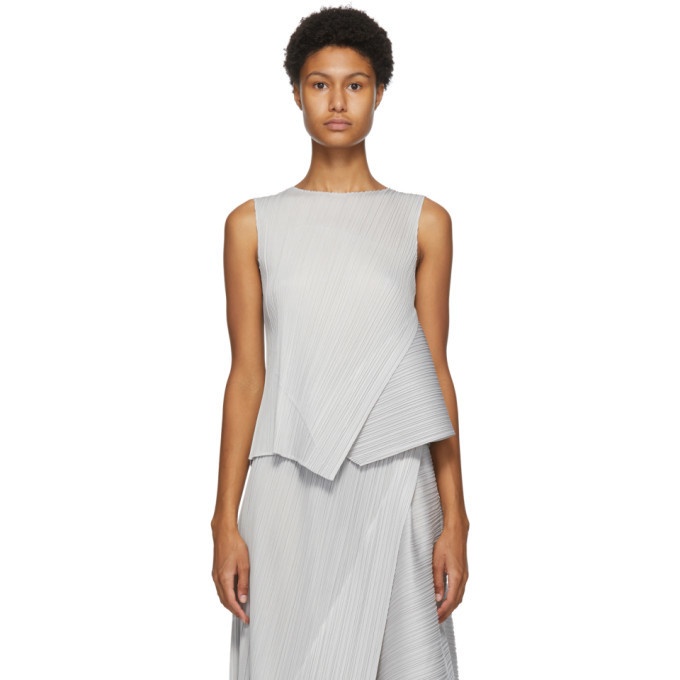 Basics Tank Top in Gray by Pleats Please Issey Miyake