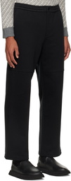 Solid Homme Black Press-Stud Lounge Pants