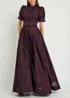 Rebecca Vallance Afina Floral-brocade Cloqué Gown Purple