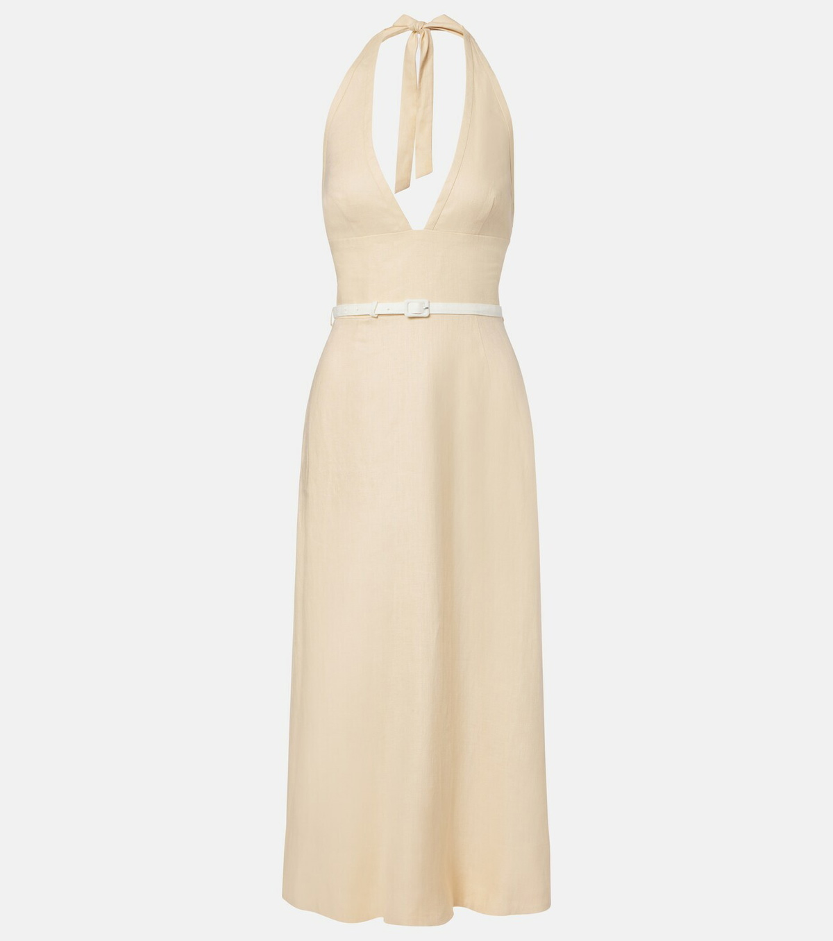 Posse Pamela halterneck linen midi dress