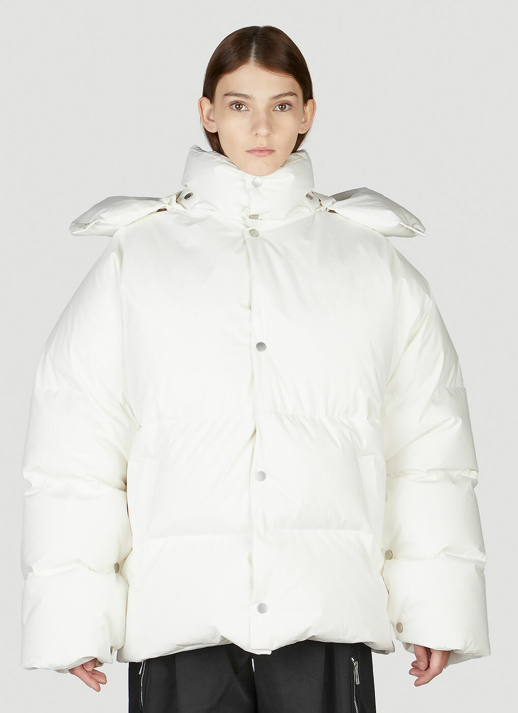 Maxi Quilted Jacket in White Bottega Veneta