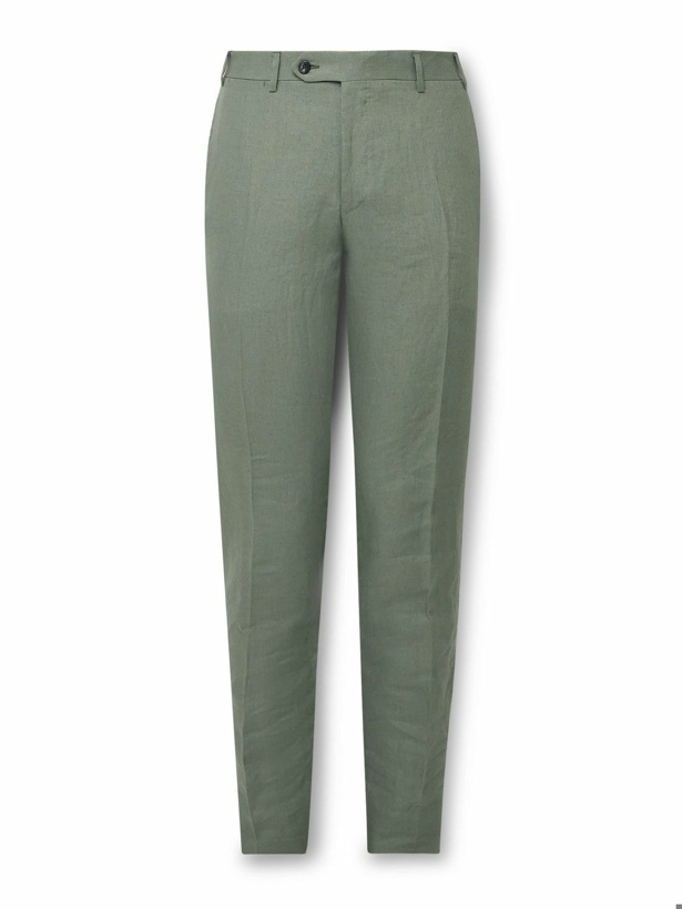 Photo: Canali - Kei Slim-Fit Tapered Linen Suit Trousers - Green