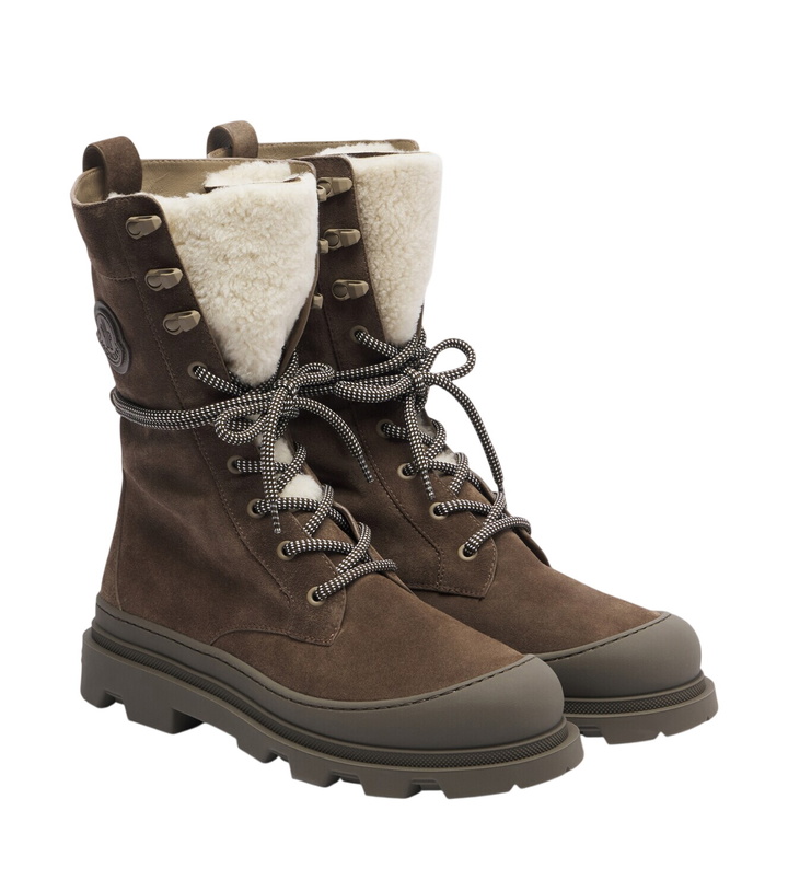 Photo: Moncler Vera shearling-trimmed suede lace-up boots