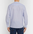 Officine Generale - Gaspard Grandad-Collar Striped Cotton and Linen-Blend Shirt - Men - Blue