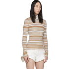 JW Anderson Beige and White Rib Neckband Turtleneck