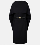 Ferragamo Belted caped midi dress