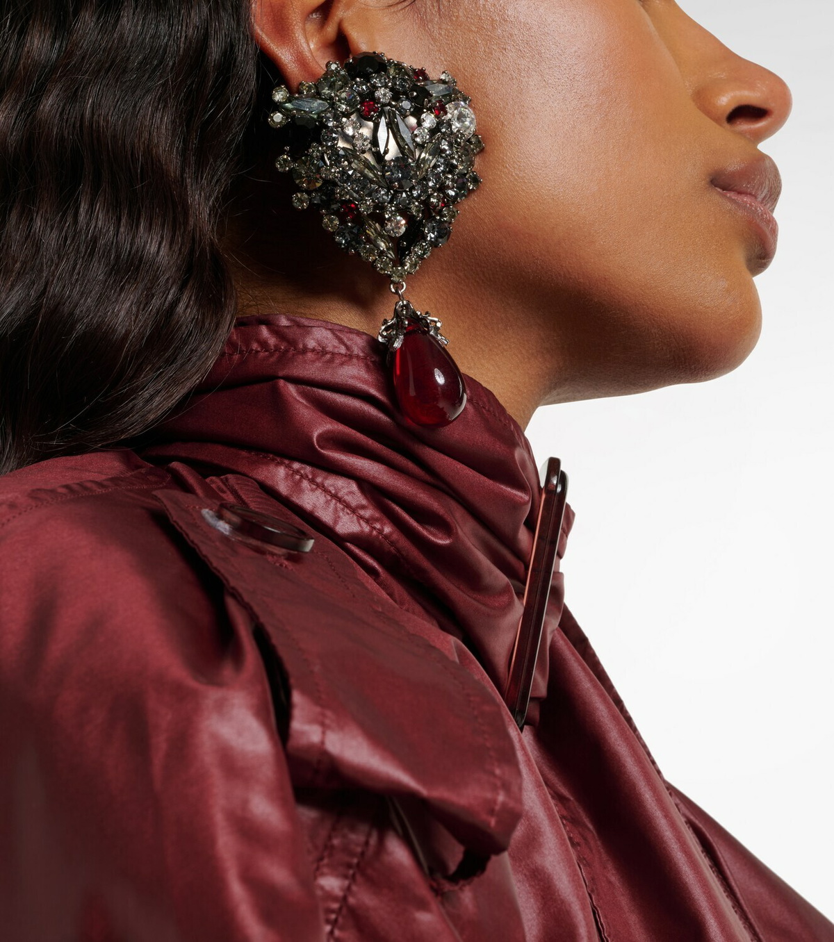 Saint Laurent Crystal-embellished clip-on earrings