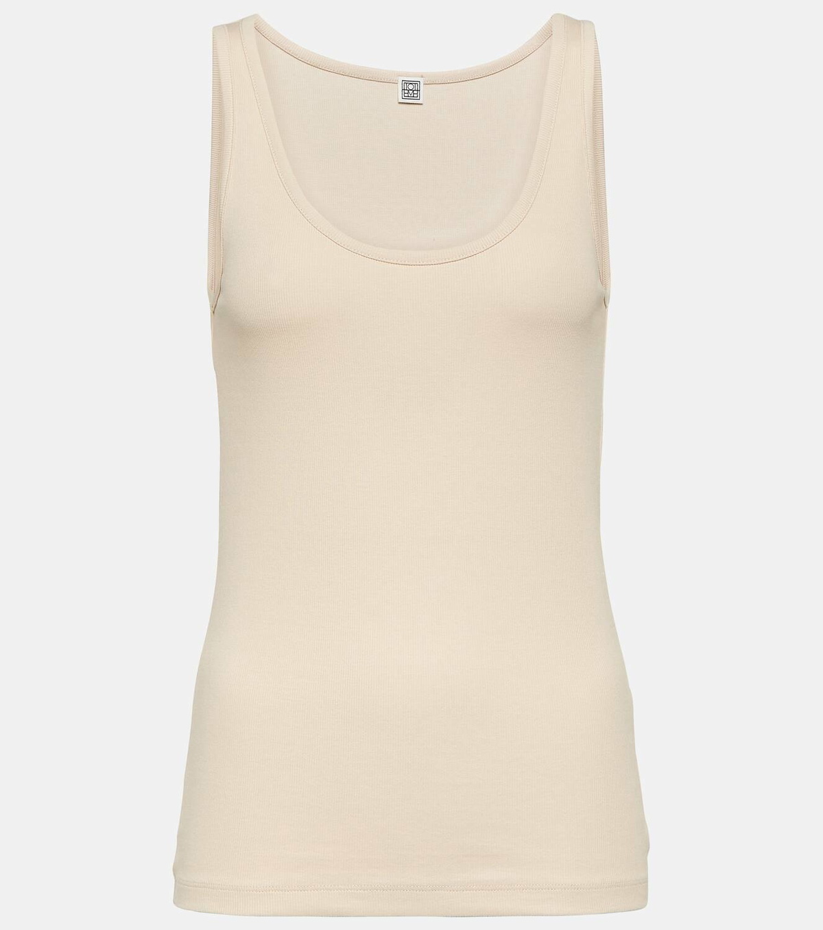 Ribbed cotton-blend jersey tank - Bone