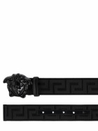 VERSACE - 4cm Medusa Tech & Leather Belt