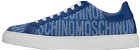 Moschino Blue All-Over Logo Denim Sneakers