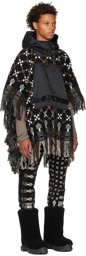 sacai Black Jacquard Poncho