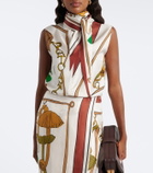 Dorothee Schumacher Cosmic Funghi printed tie-neck silk twill top