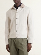 Brunello Cucinelli - Leather-Trimmed Denim Jacket - Neutrals