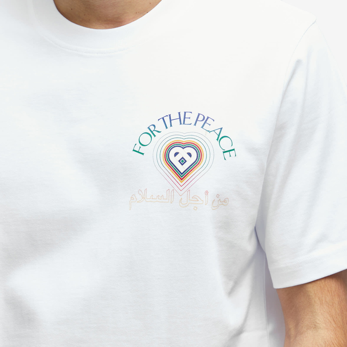 【関税込み】Casablanca ホワイト For The Peace Tシャツ Casablanca Men's For the Peace T-Shirt in White Casablanca