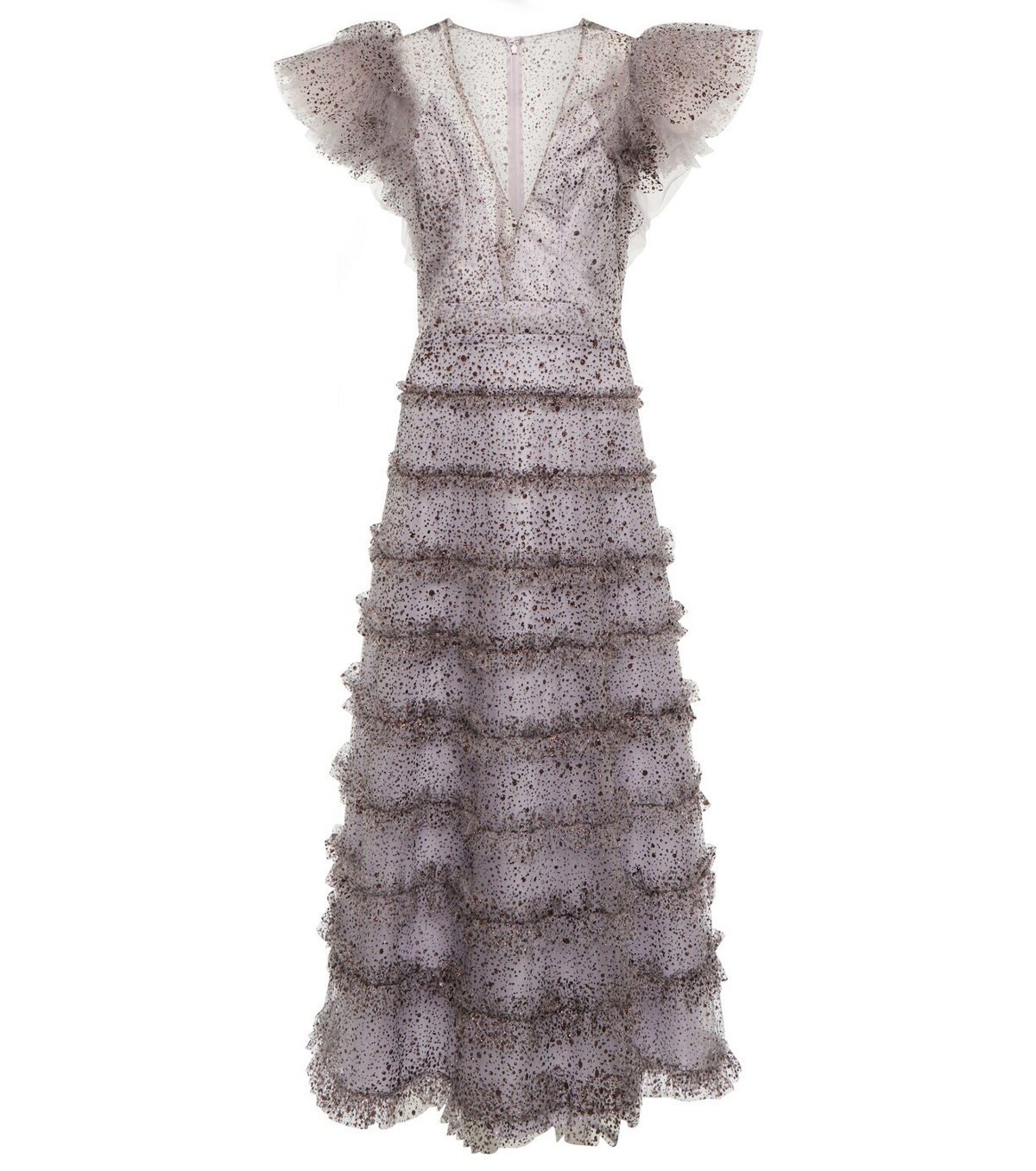 Costarellos Crystal-embellished ruffled midi dress Costarellos