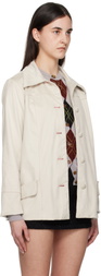 Anna Sui Off-White Buttoned Faux-Suede Coat