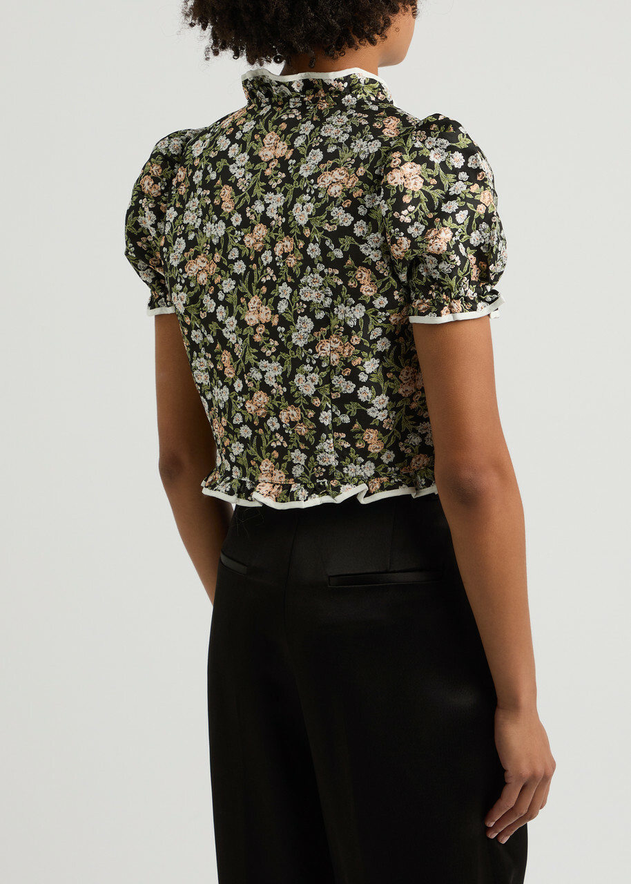Sister Jane Graces Floral-jacquard top Green