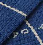 N/A - Ribbed Intarsia Stretch Cotton-Blend Socks - Blue