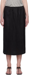 Carven Black Pull-On Silk Toile Midi Skirt
