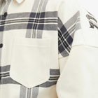 Palm Angels Men's Back Logo Check Overshirt in Off White
