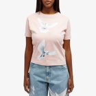 3.Paradis Women's Freedom Doves Cropped T-Shirt in Pink