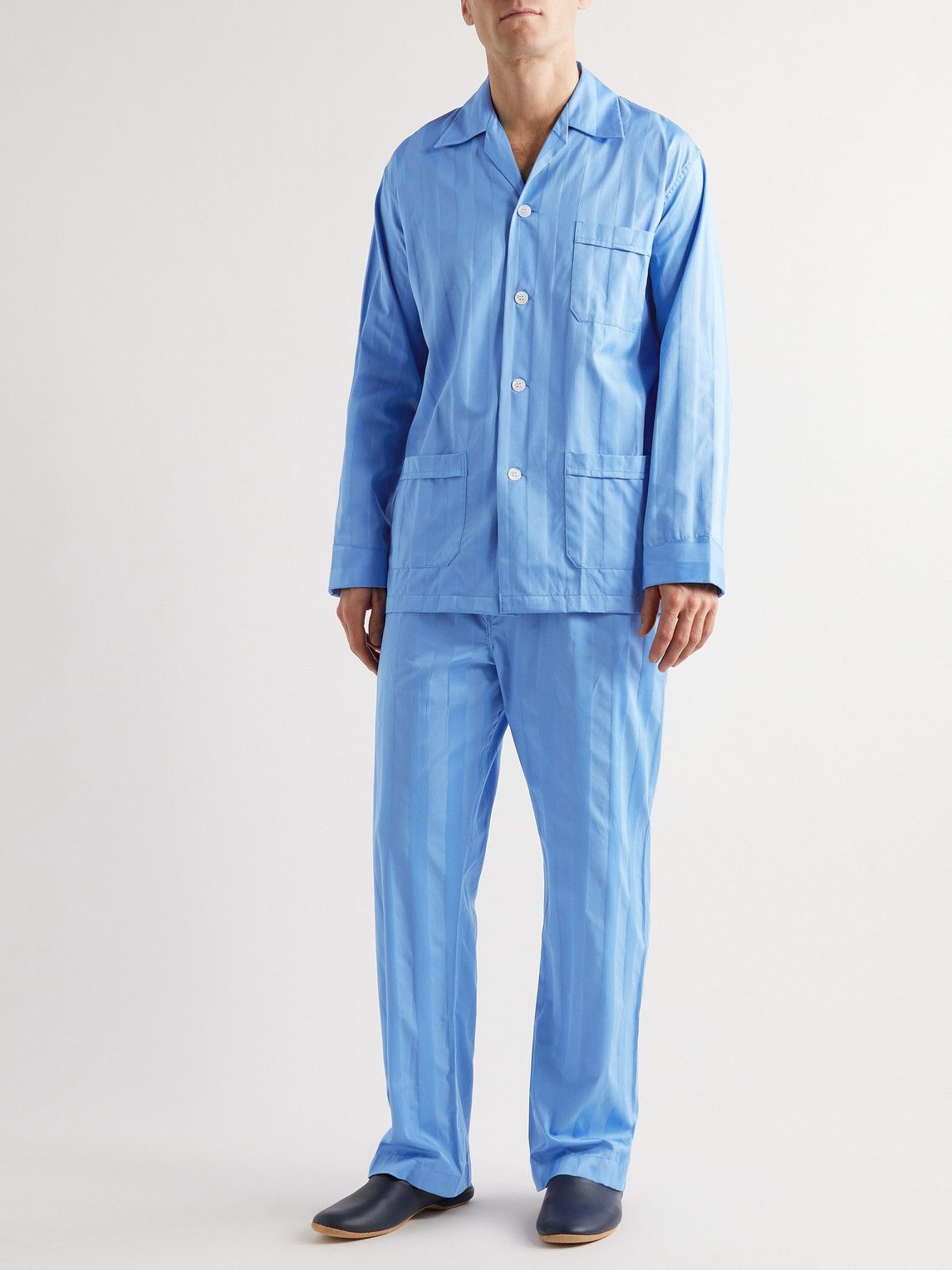 DEREK ROSE Wellington striped cotton-poplin pajama set