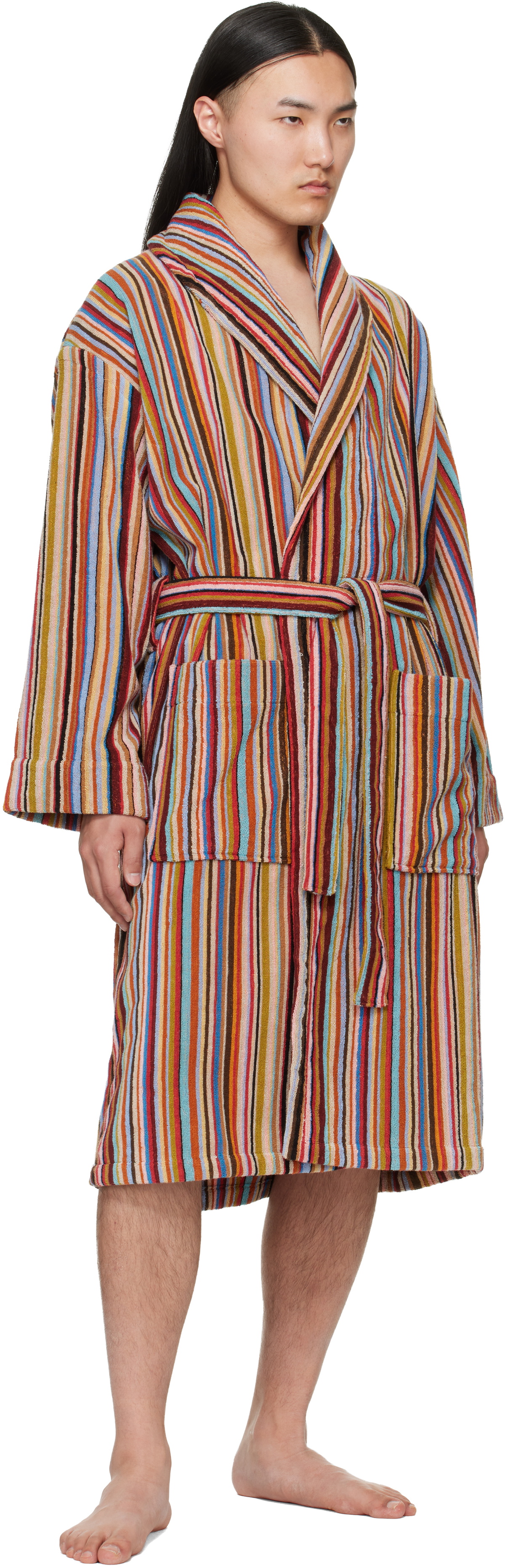 Paul Smith Multicolor 'Signature Stripe' Woven Cotton Bathrobe