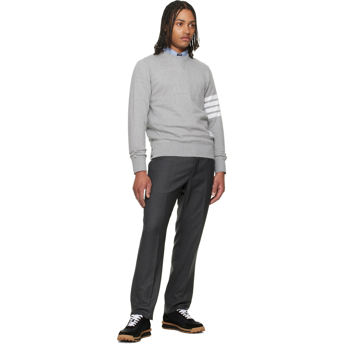 Thom Browne Gray Classic Loopback 4-Bar Sweatshirt
