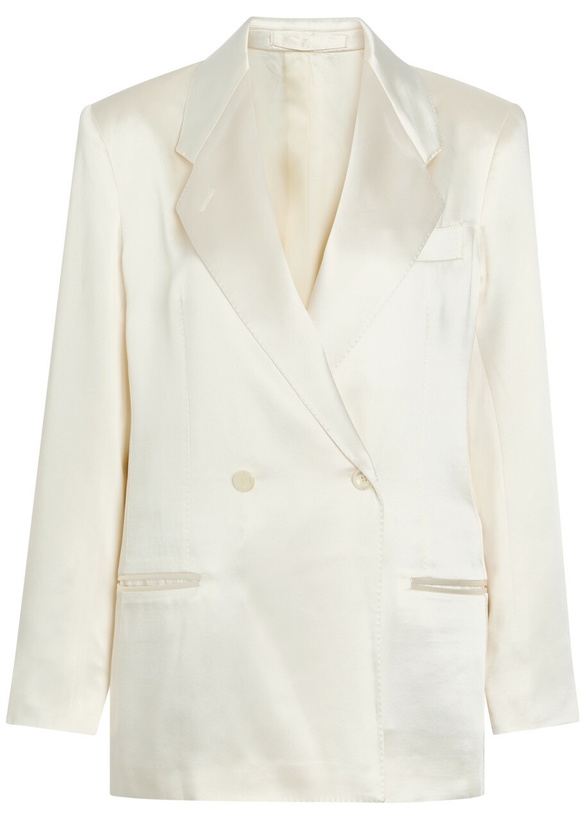 Photo: Giuliva Heritage The Anna Double-breasted Satin Blazer Ivory