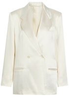 Giuliva Heritage The Anna Double-breasted Satin Blazer Ivory