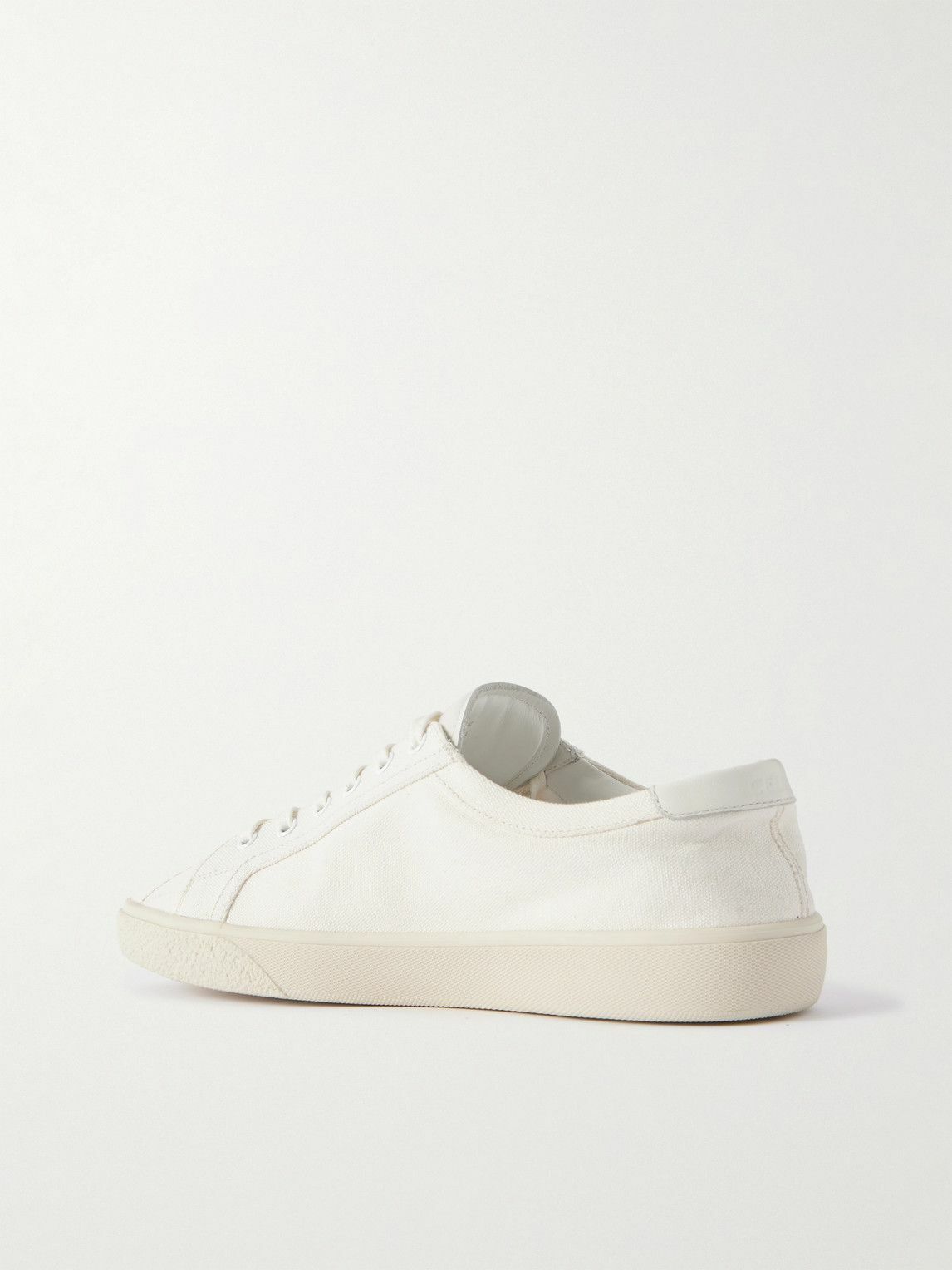 CELINE - Leather-Trimmed Logo-Embroidered Canvas Sneakers - White