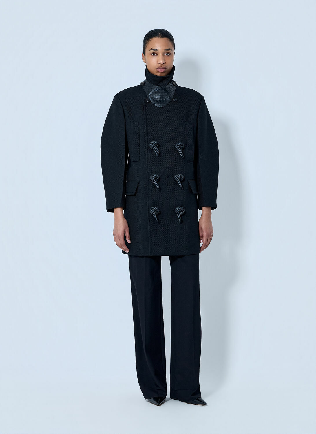 Bottega Veneta Double-Breasted Coat with Knot Details