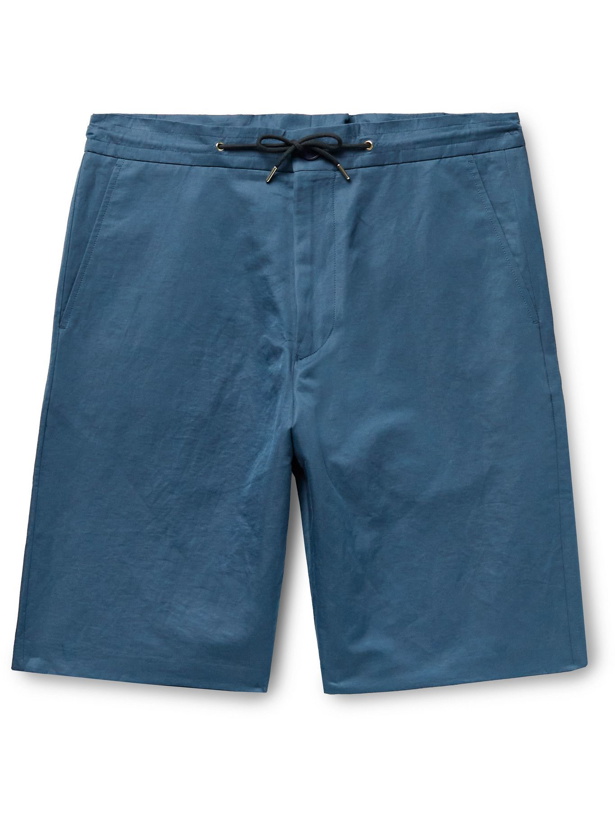 Photo: PAUL SMITH - Cotton and Ramie-Blend Drawstring Shorts - Blue