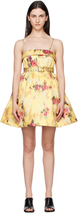 Photo: GANNI Yellow Printed Satin Minidress