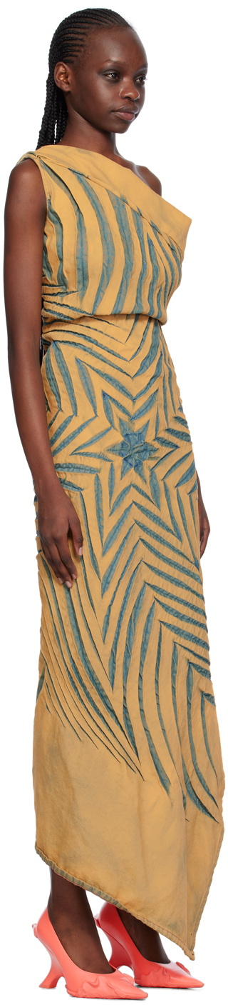 masha popova denim dress Masha Popova SSENSE Exclusive Beige Star Denim Maxi Dress Masha Popova