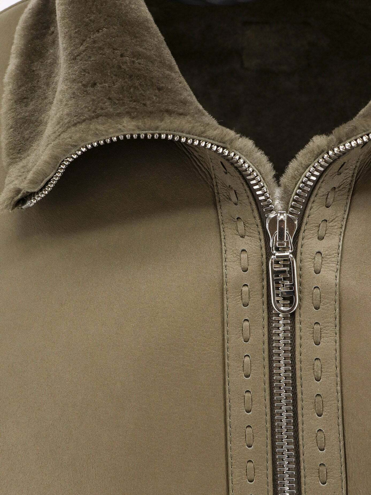 Fendi Shearling Brown Mens Leather Jacket Fendi