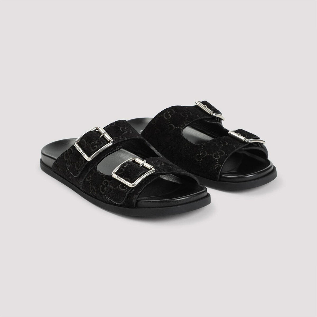 サンダル GUCCI Black Suede Slippers Gucci Suede Slippers Gucci