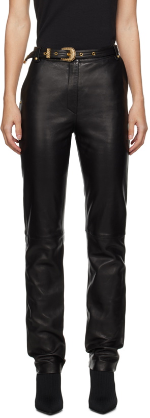 Photo: Balmain Black Belted Leather Trousers