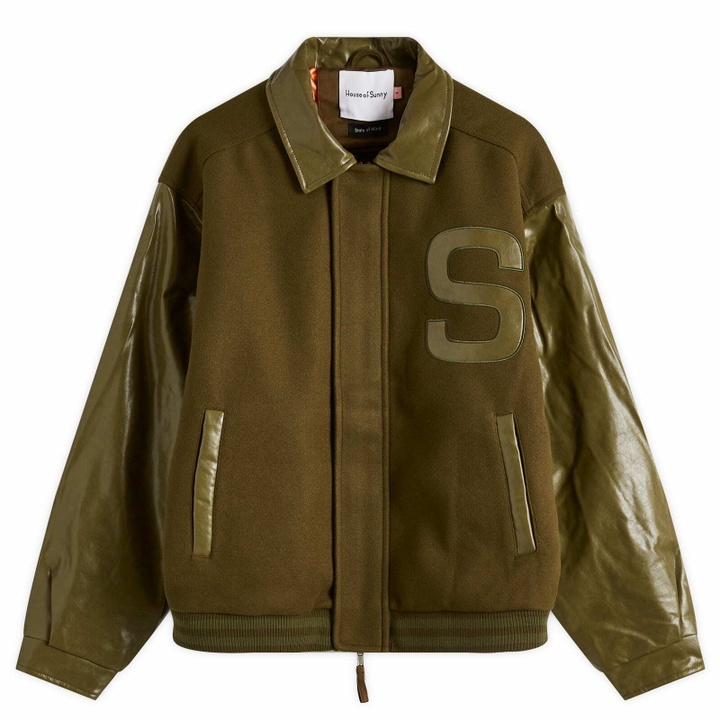 Photo: House Of Sunny Women's Vinyl Free Fall Bomber Jacket in Army Green