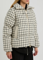 Varley Eugene Quilted Checked Wool-blend Coat Black And White