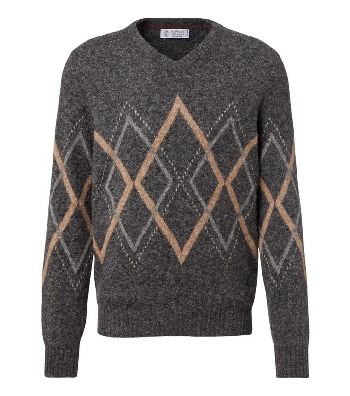 Photo: Brunello Cucinelli Argyle alpaca, cashmere, and wool-blend sweater