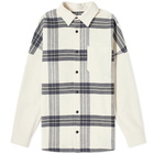 Palm Angels Men's Back Logo Check Overshirt in Off White