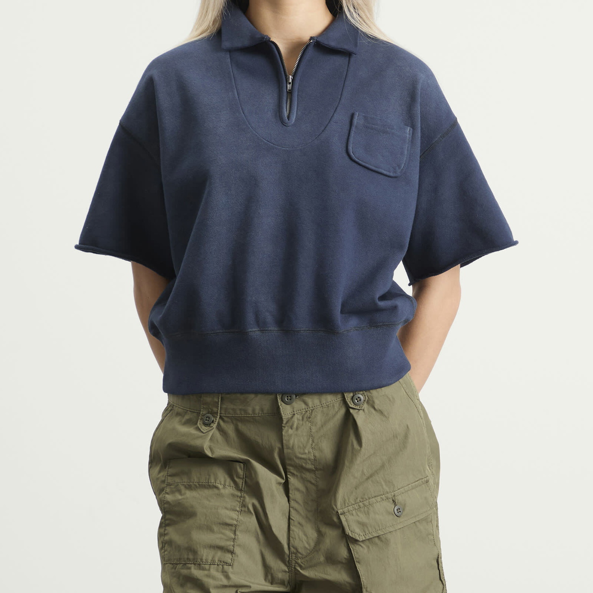 Beams Boy Women's Half Zip Sweater in Navy